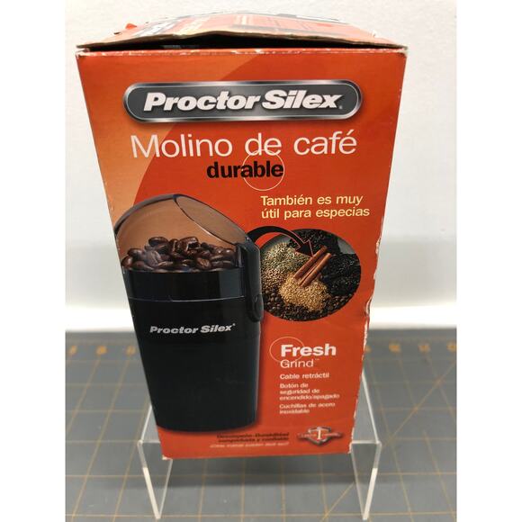 Proctor Silex Black Coffee Grinder Fresh Grind Spices Retractable Cord New - Picture 5 of 6
